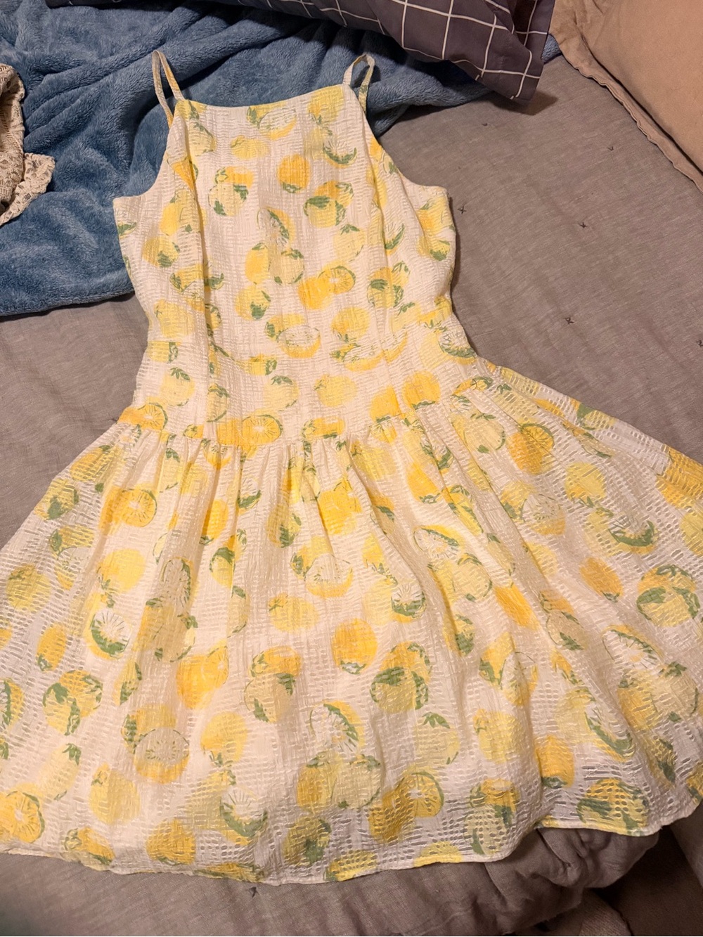 Ann Taylor Yellow Lemon-Print Sundress